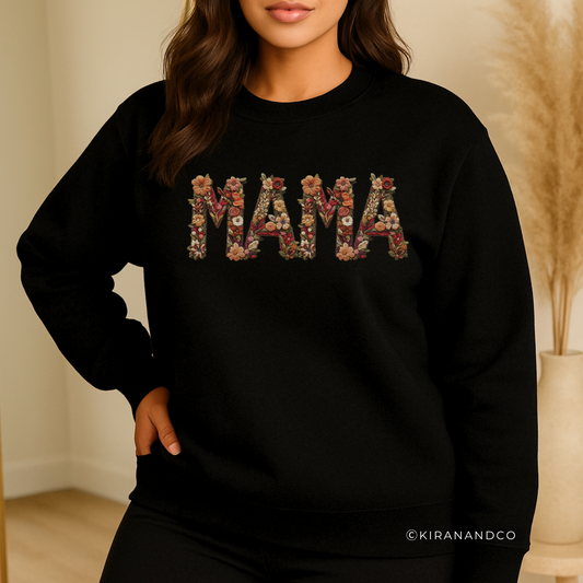 MAMA Faux Embroidery Sweatshirt