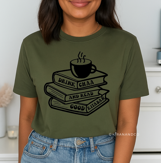 Drink Chaa And Read Good Kitaban T-Shirt
