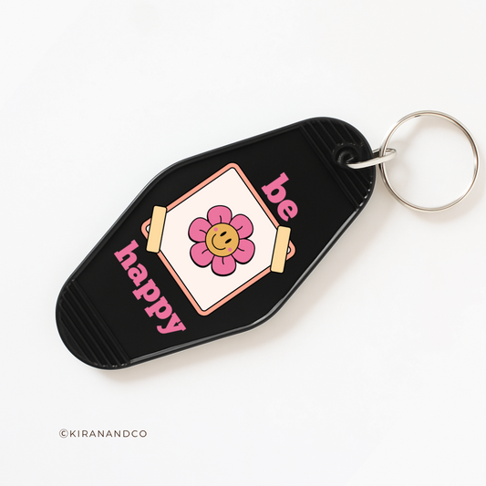 Be Happy (Pink) Keychain
