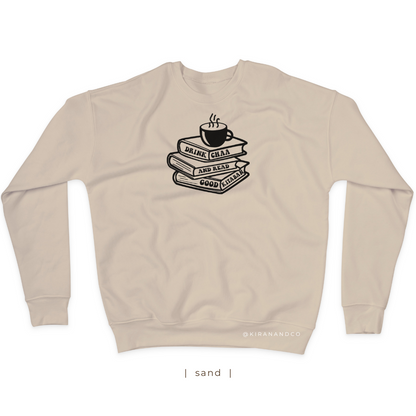 Drink Chaa And Read Good Kitaban Sweatshirt